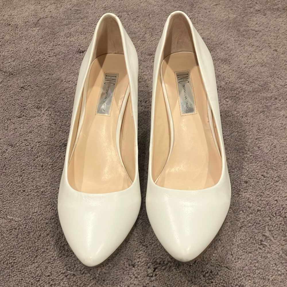 EUC white leather heels
